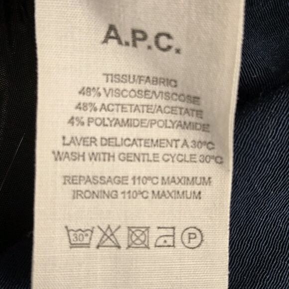 APC Shirt Dress Womens Large Tie Neck Marine Blue French Designer Minimalist - Picture 8 of 13